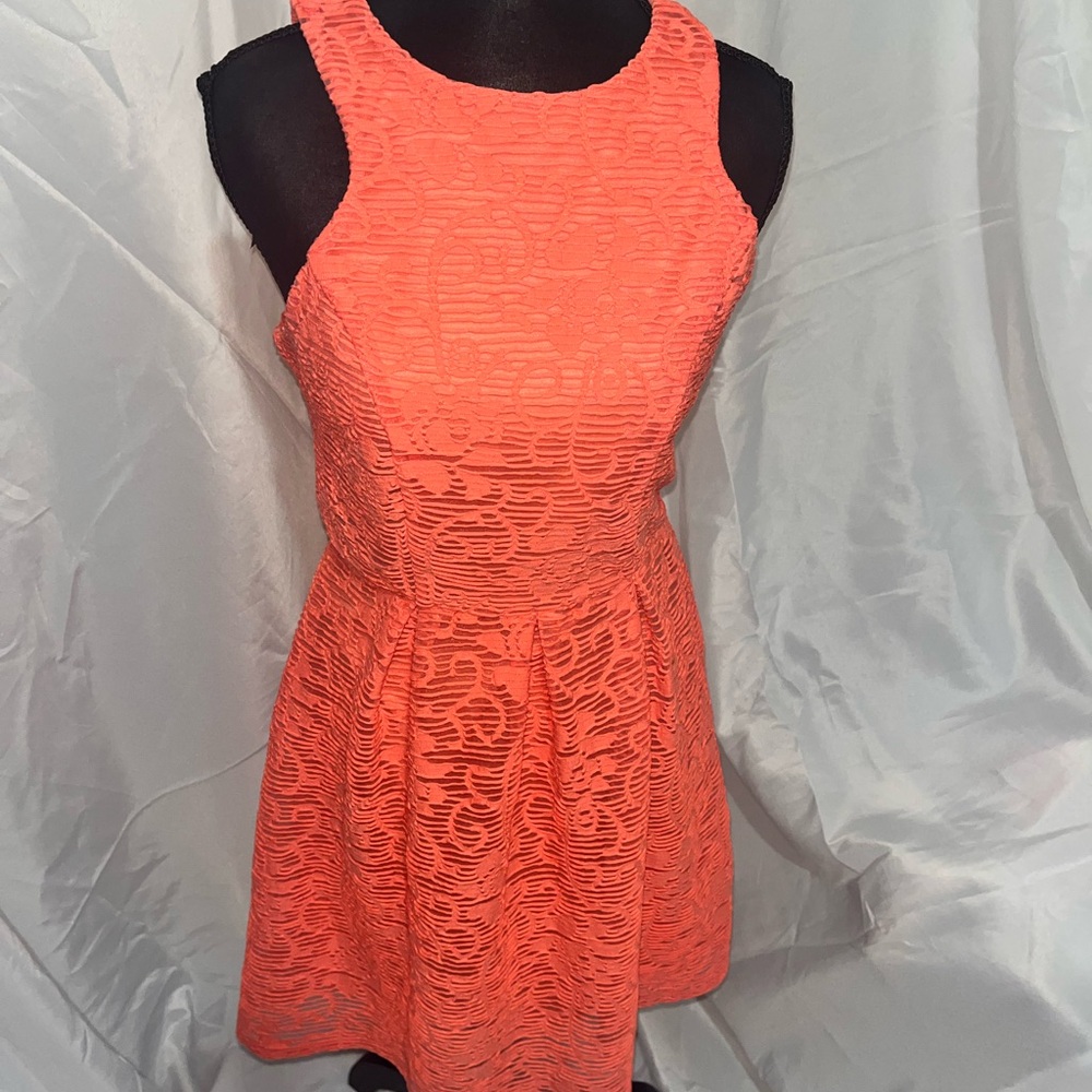 Maurices Coral Lace Mini Fit And Flare Lace Dress Size Small